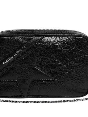 Golden Goose Black Crinkled Leather Star Camera Bag